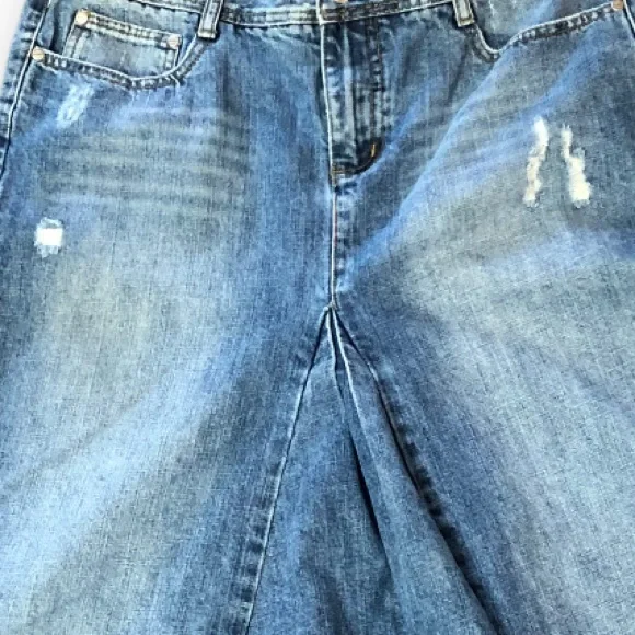 Revolt 15 Long Maxi Blue Jean Skirt Distressed Reconstructed Rave Punk Rock - Picture 12 of 13